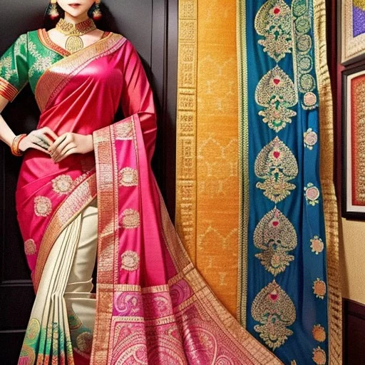 Ajrakh modal cotton saree in blue