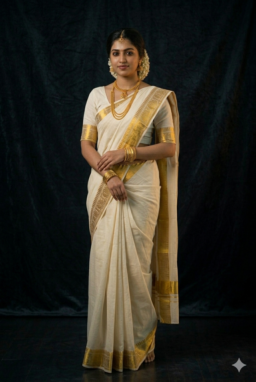 Kerala Handloom Set Saree from Our Collection for Traditional Border Ethnic Wear