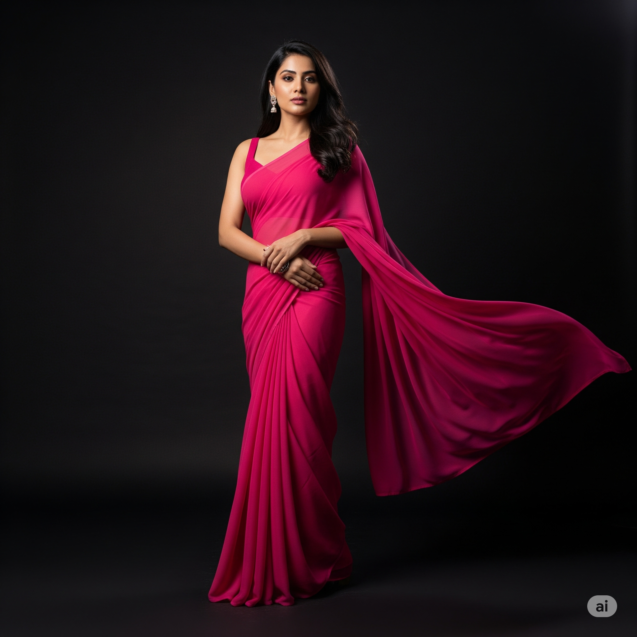 Stylish Pink Georgette Saree