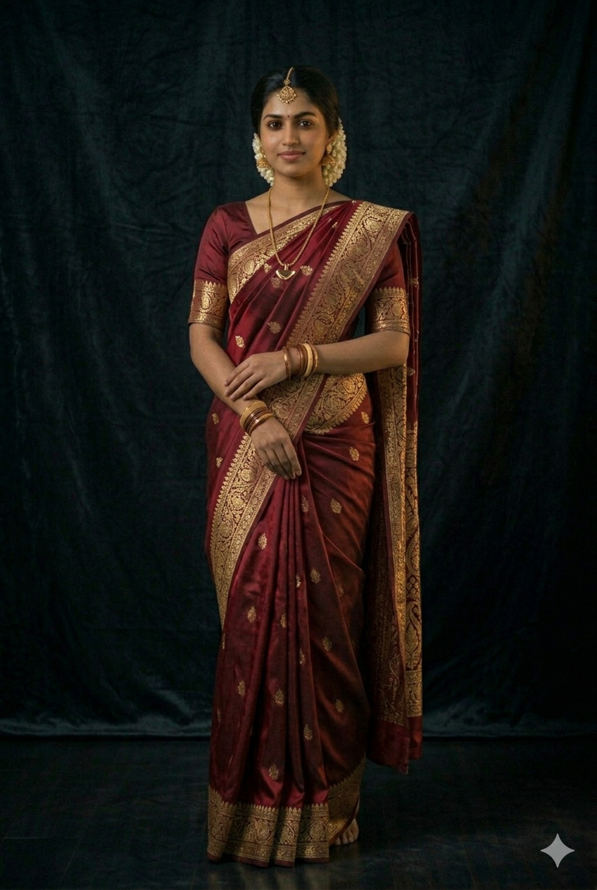 Maroon Silk Saree from Our Collection for Ceremonies and Traditional Celebrations